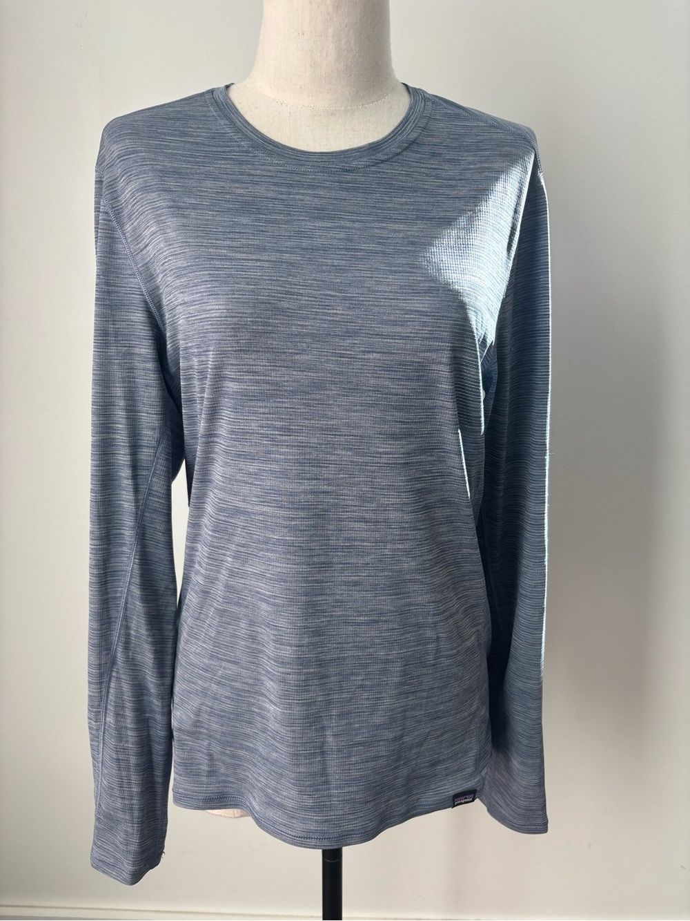 Patagonia Heathered Light Blue Capilene Crew Neck Tee